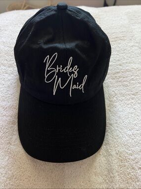 Bridesmaid Black Baseball Cap with White Script